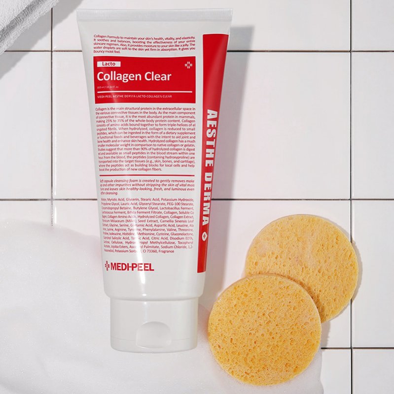 Очищающая пенка для умывания с коллагеном Medi-Peel Aesthe Derma Lacto Collagen Clear 300ml — изображение 3